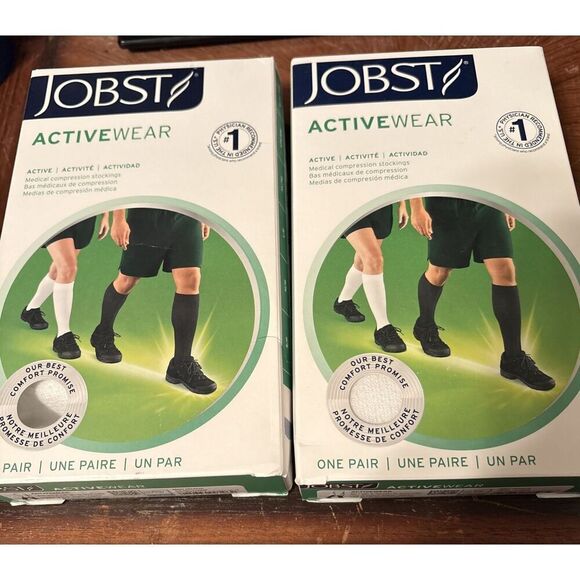 JOBST ACTIVE WEAR COMPRESSION SOCKS 15-20mmHg~WHITE~ SIZE XL~LOT OF 2~NEW - Picture 1 of 7